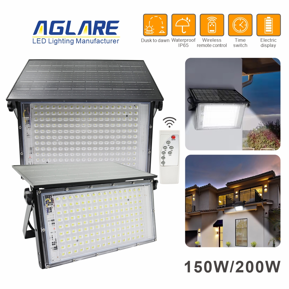  超薄太阳能LED投光灯200W 户表太阳能天井灯 